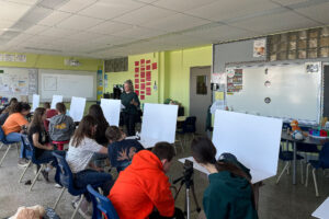Atelier scolaire avec Geneviève Thibault.
